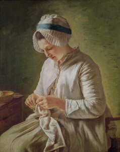Švadlena aneb Mladá žena pracující (olej na plátně)
