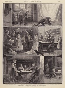 Dětské vánoční zábavy ve Švýcarsku (litho)