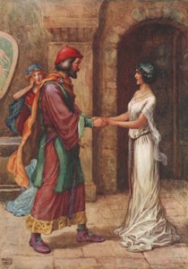 Geraldine a baron, z Christabel od Samuela Taylora Coleridge (barevné lito) od Frank Adams