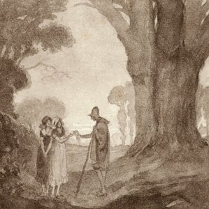 Ilustrace pro The Scholar-Gipsy od Matthew Arnold (barevné lito) od Frank Adams