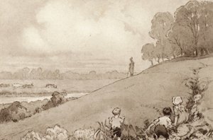 Ilustrace pro The Scholar-Gipsy od Matthew Arnold (barevné lito) od Frank Adams
