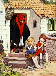 Ilustrace z „Krásné knihy říkanek, příběhů a obrázků“, kterou vydalo nakladatelství Blackie & Son (barevné lito) od Frank Adams