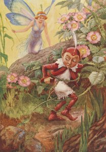 Nymphidia and Puck, z Nymphidia od Michaela Draytona (barevné lito) od Frank Adams