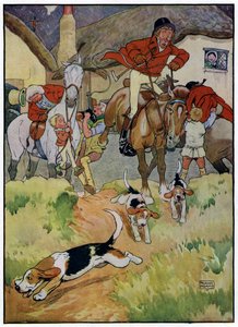 Tři veselí lovci (barevná litografie) od Frank Adams