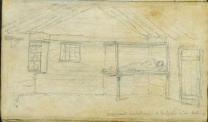 Postel s jedním sloupkem a výpisem z bizoní kůže, 1851 od Frank Blackwell Mayer