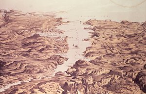 Panoramatický pohled na severní a jižní stranu přístavu a přístav Sebastopol, návrh a litografie Thomas Packer, vyd. Stannard a Dixon, 1855. od Frank C. Hughes