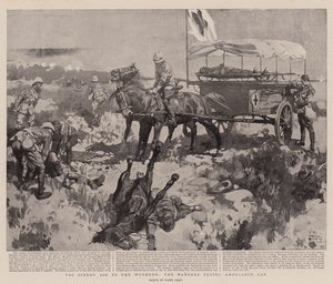 Pro rychlou pomoc zraněným, Manders létající sanitní vůz (litho) od Frank Craig