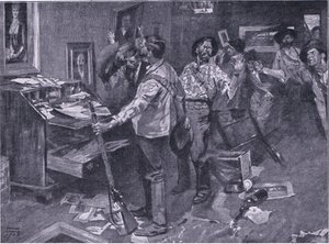Respektováno i nepřáteli: incident búrského nájezdu v Natalu, ilustrace z Po Pretorii: Guerilla War, 1902 od Frank Craig