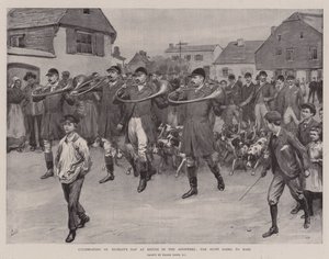 Oslava svátku svatého Huberta v Bievre v Ardenách, lov chodí na mši od Frank Dadd