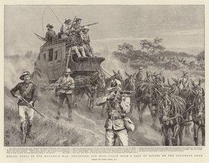 Heroic Deeds in the Matabele War, brání Mail Coach před Body of Kafirs na Salisbury Road