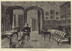 Lord Beaconsfield ve své knihovně v Hughendenu