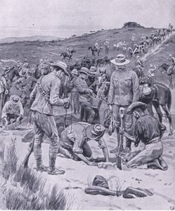 Hledání vody, z After Pretoria: The Guerilla War vydané Harmsworth Bros Limited, 1901 od Frank Dadd