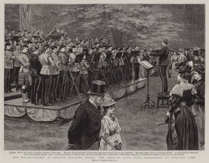 Ústředí britské vojenské hudby, kapela Kneller Hall vystupující ve Whitton Parku