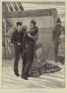 Vítejte doma! Setkání Její Výsosti princezny z Walesu s královskými princi na palubě HMS Bacchante od Frank Dadd