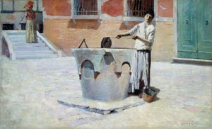 Italská scéna u fontány, n.d. od Frank Edwin Scott