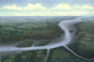 Prehistorický centrální Londýn, při pohledu na jihozápad, c30 př.nl