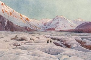 Nový Zéland: Tasmanský ledovec (barevná litografie)