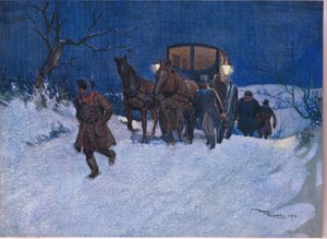Blízko konce cesty, cca 1920 (barevná litografie) od Frank Reynolds