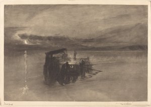 Dřevěný vor na Rýně od Frank Short, after Joseph Mallord William Turner
