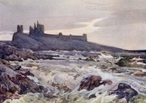 Hrad Dunstanburgh (barevné lito) od Frank Southgate