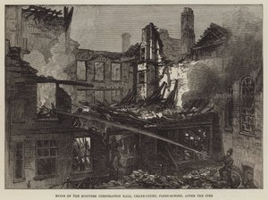 Zřícenina Scottish Corporation Hall, Crane-Court, Fleet-Street, po požáru