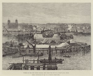 Práce na novém mostě Tower Bridge z vrcholu 100 stop vysoké šachty od Frank Watkins