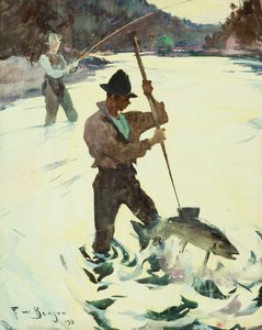 Rybaření s kopím od Frank Weston Benson