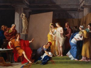 Zeuxis vybírá své modely pro obraz Heleny z děvčat z Crotonu, c. 1790.