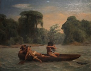 Francouzsky: Deux indiens dans un canoë / Dva indiáni v kánoi od François Auguste Biard