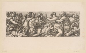 Bakchus se satyry a nereidami ve vodě Mytologické postavy u vody (název série) od François Bignon (attributed to)