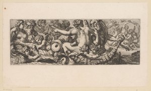 Triumf Met Galatea s Nereidami, Satyry a Putti Mytologické postavy u vody (název série) od François Bignon (attributed to)