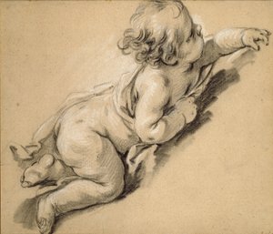 Putto ležící vpravo, polovina 18. století. od François Boucher