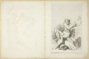 Akademický akt (recto a verso), z Druhé knihy akademických postav částečně vyrytý profesory Královské akademie od François Boucher