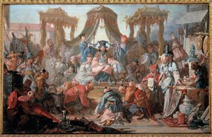 Audience čínského císaře Poddaní padají před císařem na zem. Obraz Francoise Bouchera od François Boucher