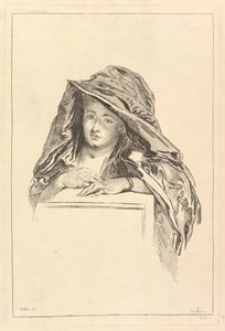 Poprsí portrét ženy v plášti s kapucí, 18. století. od François Boucher