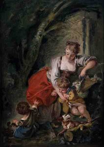 Rodina, cca 1750 (olej na papíře položený na plátně) od François Boucher
