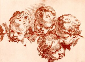 Čtyři studie dětských hlav od François Boucher