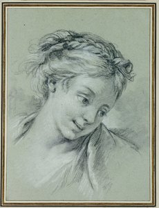 Hlava dívky při pohledu dolů doprava od François Boucher