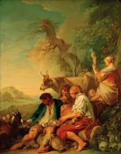 Pastýři s dobytkem v krajině od François Boucher
