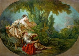 Lappeau, řekl. Lappeau, dit loiseau chycený do sítí Návnada, nazývaná také The bird cau od François Boucher