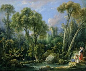 Prádelny v krajině, 1760 od François Boucher