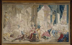 Manufacture de Beauvais - Psyché vedená Zephyrem do paláce lásky a Psyché ukazující své bohatství sestrám, po roce 1741 od François Boucher