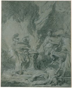 Mucius Scaevola vložil ruku do ohně od François Boucher