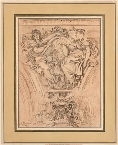 Dekorace Spandrel: Sláva a pravda tleská Ludvíku XV od François Boucher
