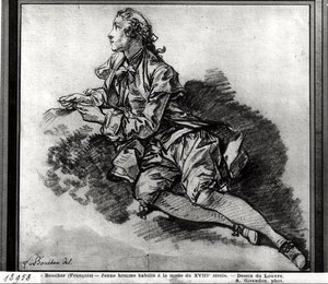 Studie mladého muže (červená křída na papíře) od François Boucher