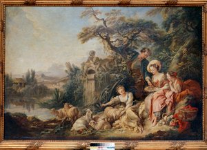 Obraz Hnízdo aneb Dárky pastýře od Francoise Bouchera (1703-1770) od François Boucher