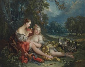 Dvě Dianiny nymfy odpočívají po návratu z lovu od François Boucher