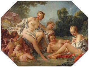 Venuše ve své lázni obklopená nymfami a Amory, kolem 1740-50