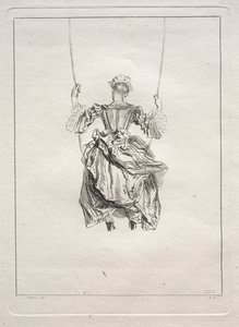 Žena na houpačce, při pohledu zezadu od François Boucher
