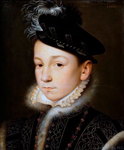 Německy: Francouzský král Karel IX (1550-1574), busta Francouzský král Karel IX od François Clouet